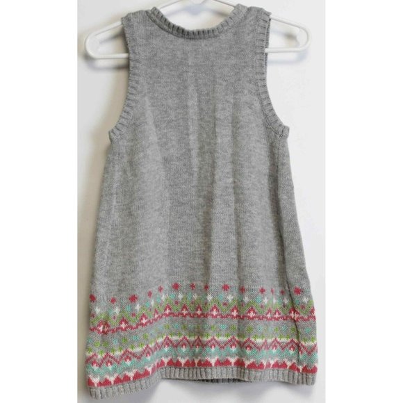 New Carters Baby Sweater Dress 12mths Grey Pink 2pc Nordic Pattern Long Sleeve - Picture 7 of 7